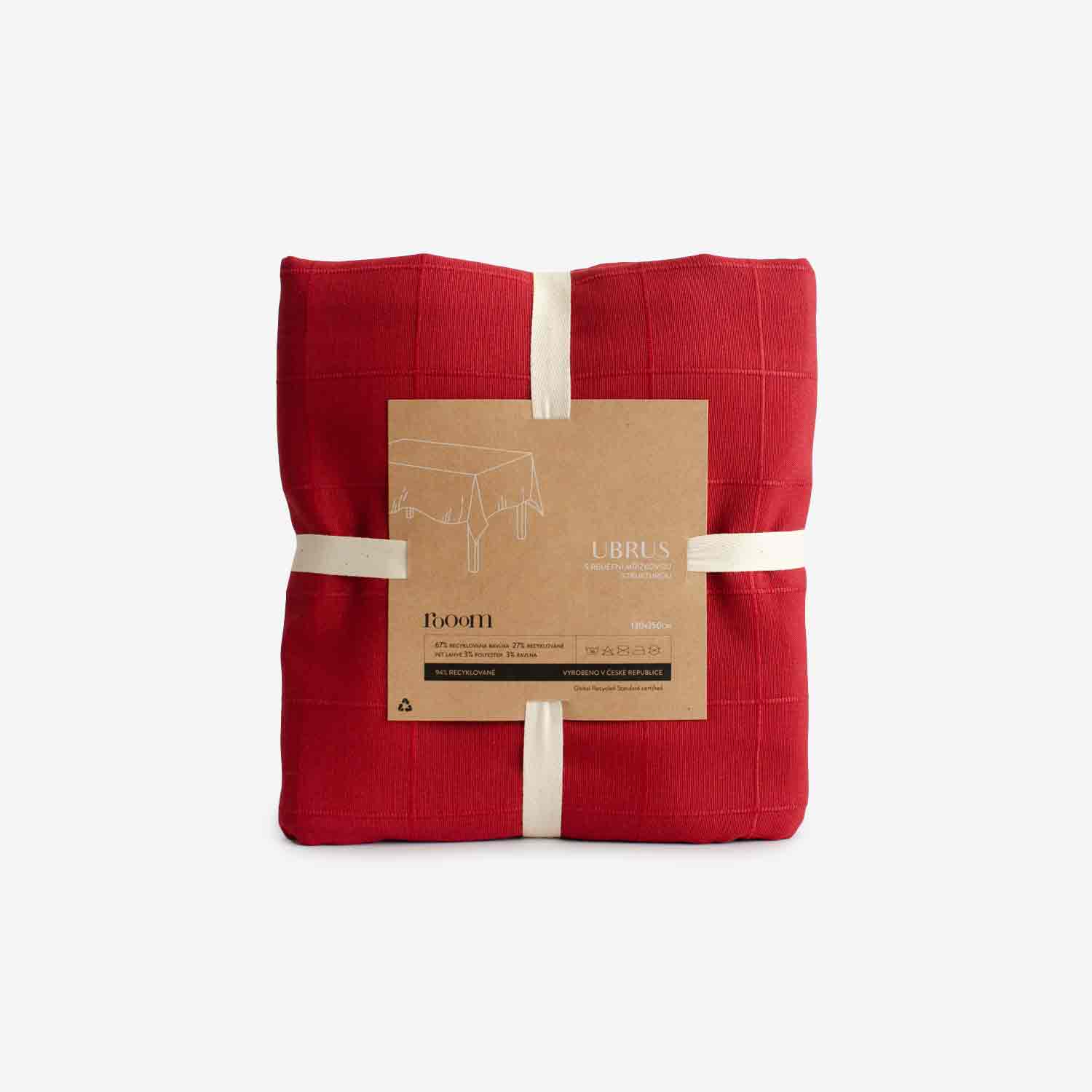 Apple - Recyklovaný ubrus s reliéfním čtvercovým vzorem