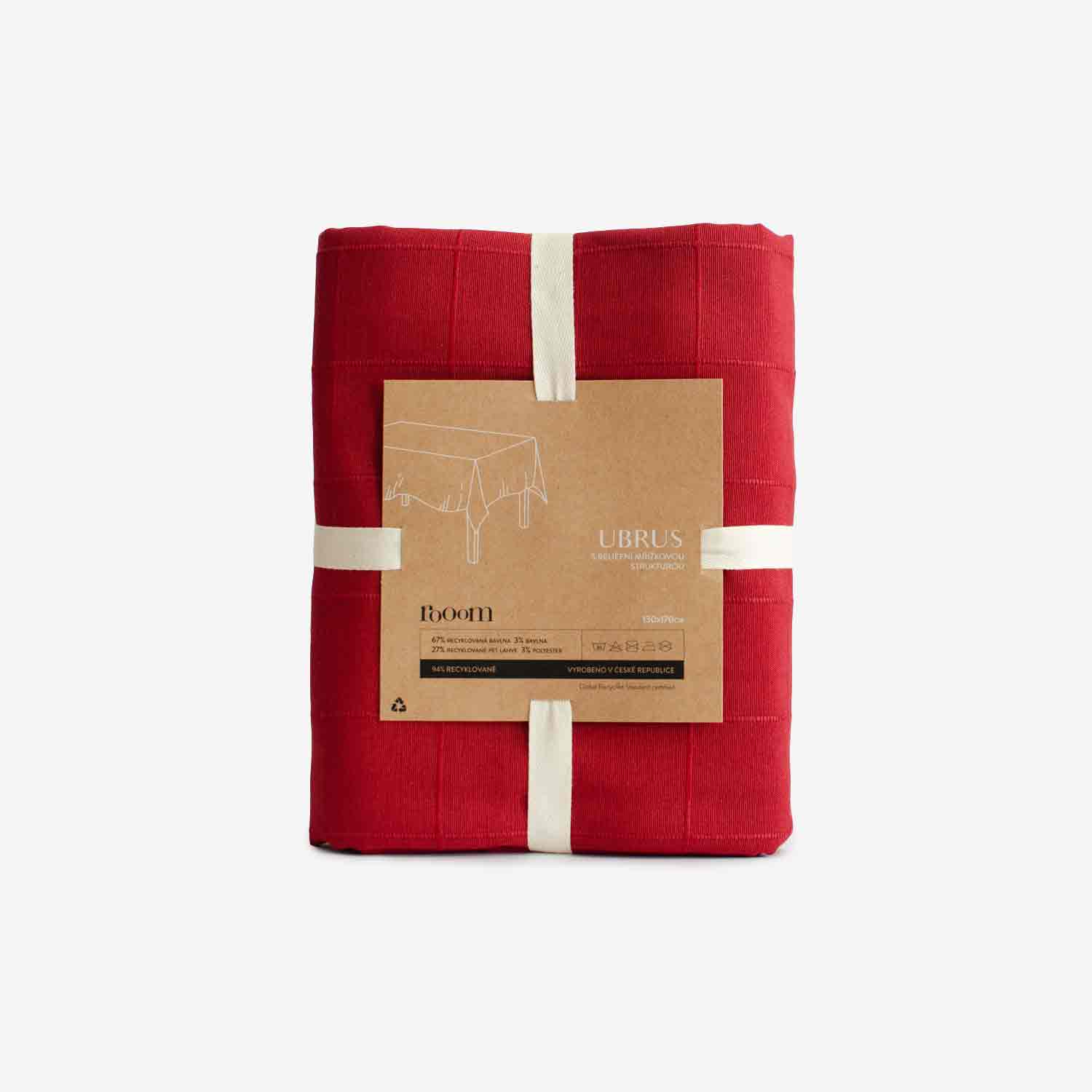 Apple - Recyklovaný ubrus s reliéfním čtvercovým vzorem