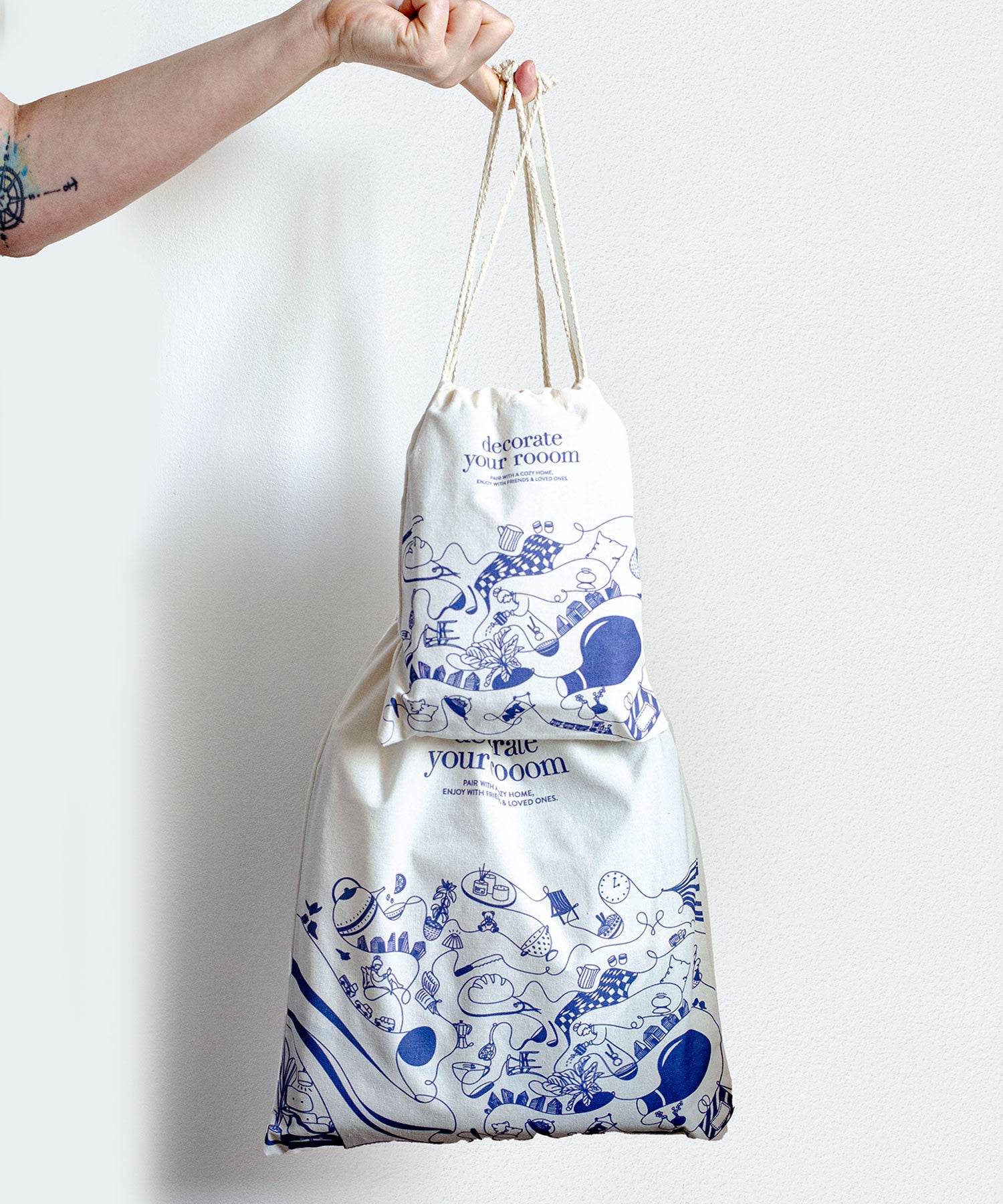 Bavlněná taška se zatahovacími šňůrkami